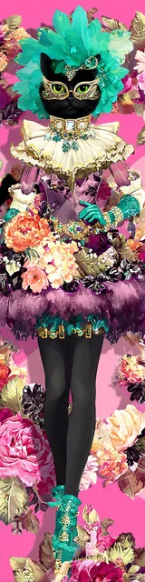 Cat bookmarks design of a cat wearing a really fancy dress